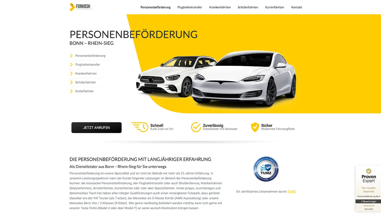 Corporate Design & Webdesign für Personenbeförderung Bonn